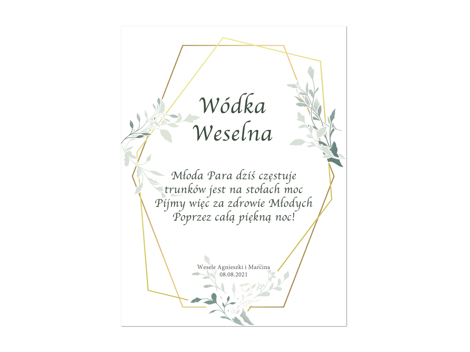 Etykiety personalizowane na butelkę z Wódką Weselną - 9 szt.
