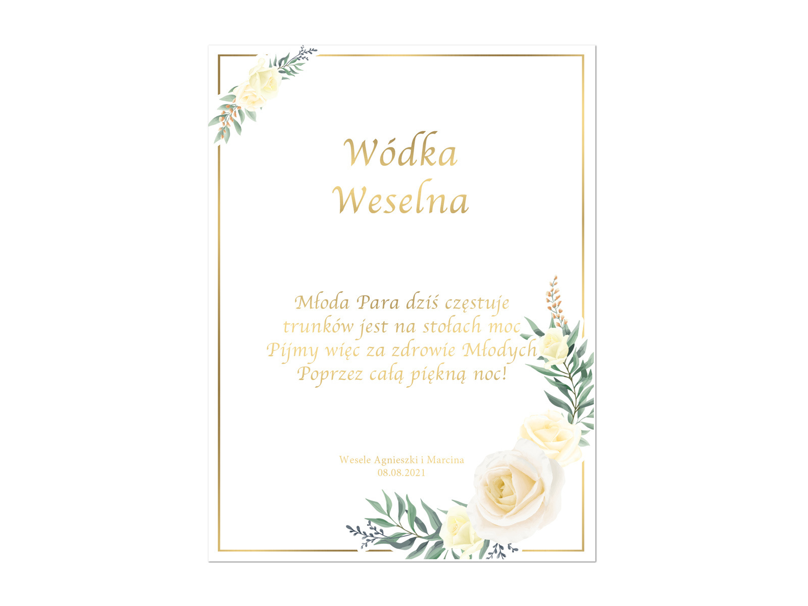 Etykiety personalizowane na butelkę z Wódką Weselną - 9 szt.