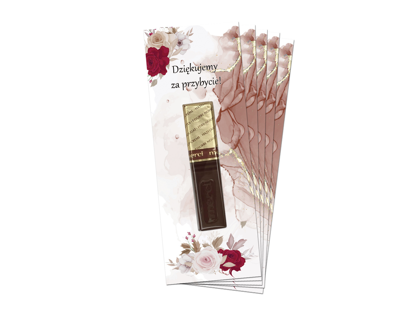 Podziękowanie dla gości weselnych Merci - 5 szt.