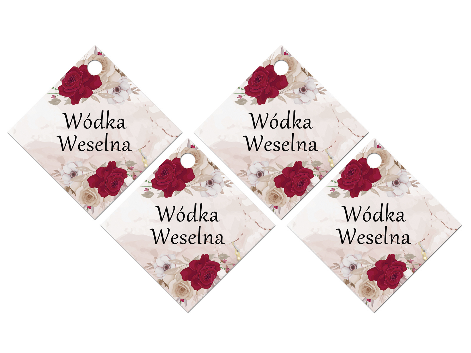 Zawieszki z wstążeczką na wódkę weselną - 12 szt.