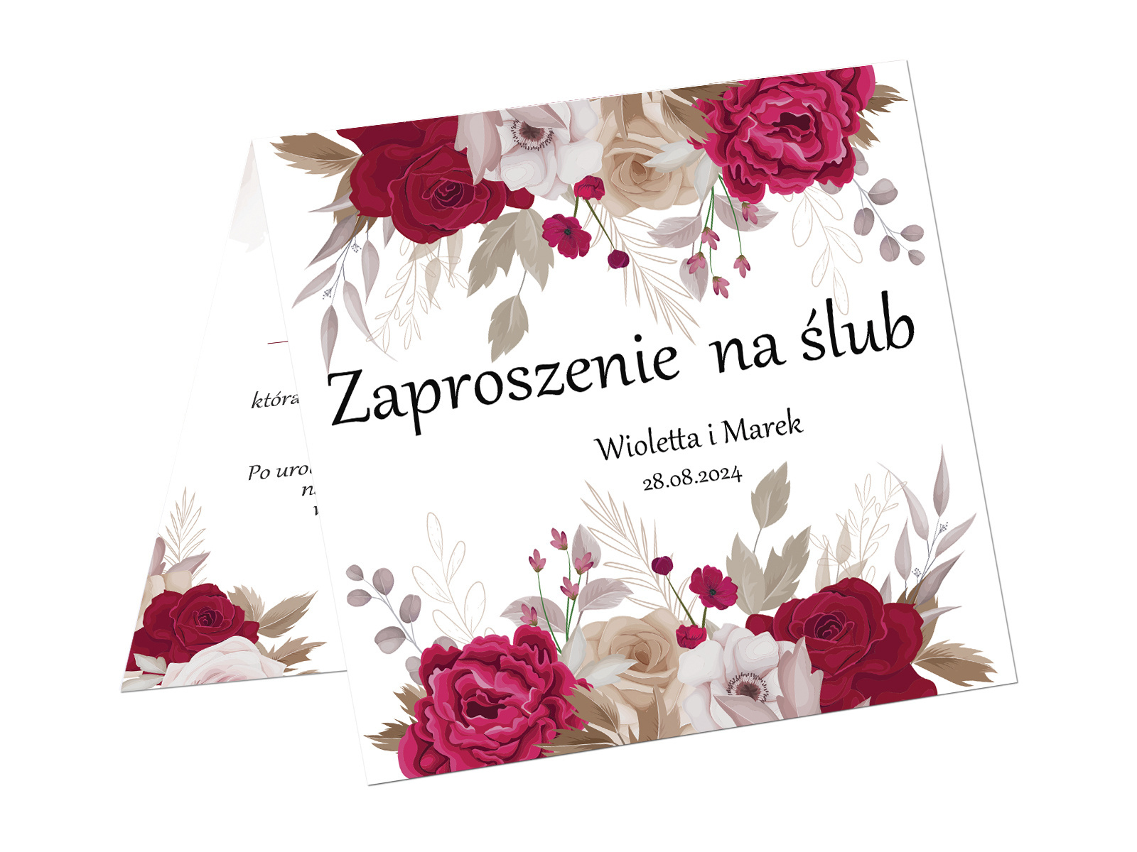 Zaproszenie personalizowane na ślub z kopertą - 6 szt.