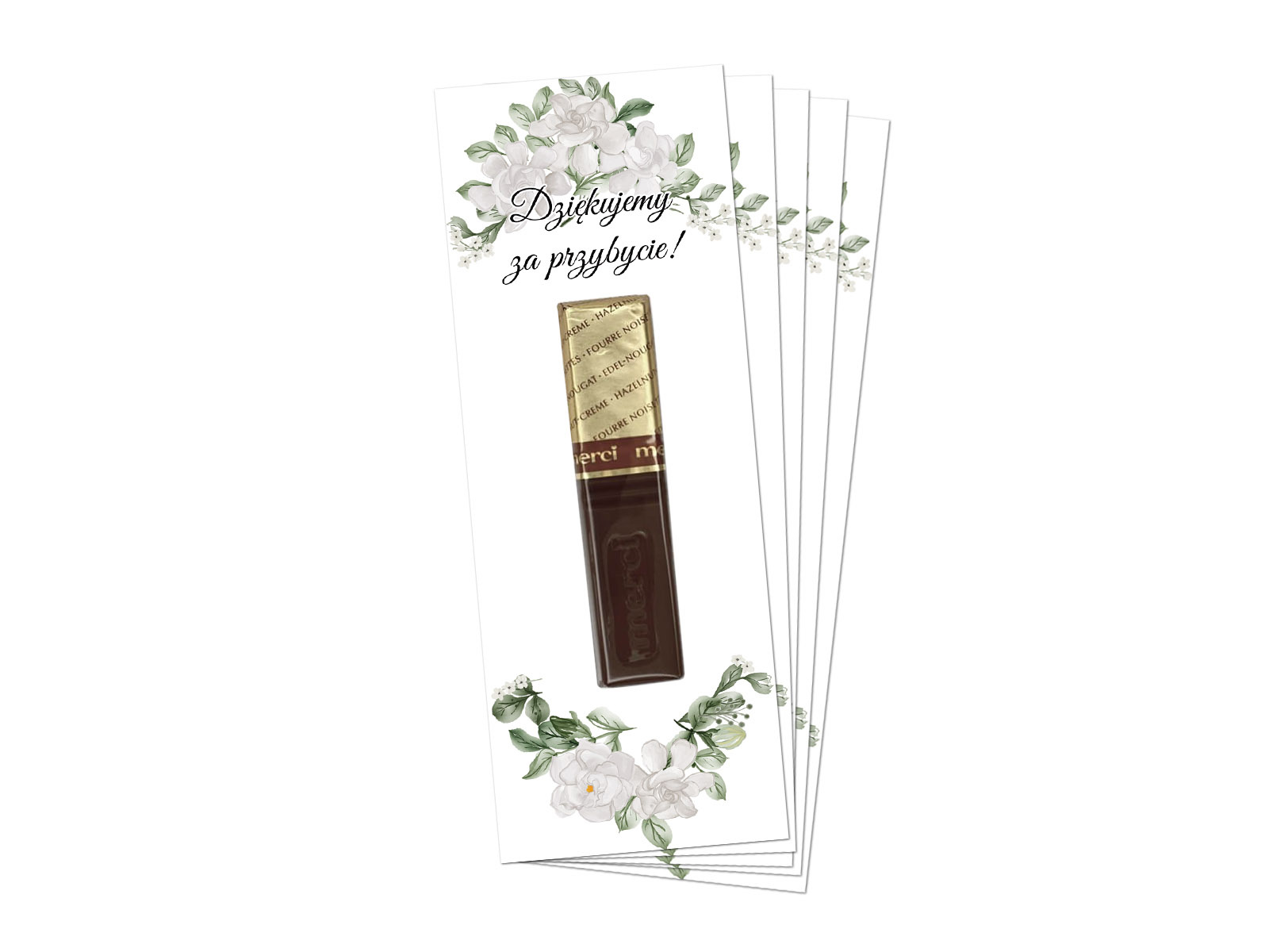 Podziękowanie dla gości weselnych Merci - 5 szt.