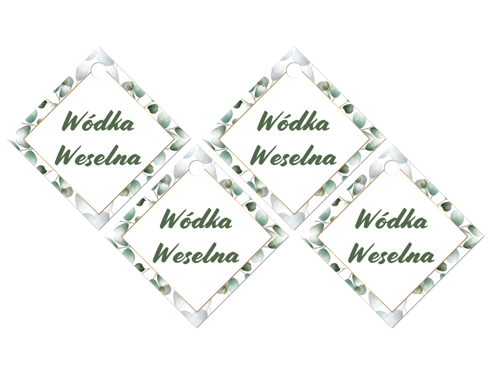 Zawieszki z wstążeczką na wódkę weselną - 12 szt.