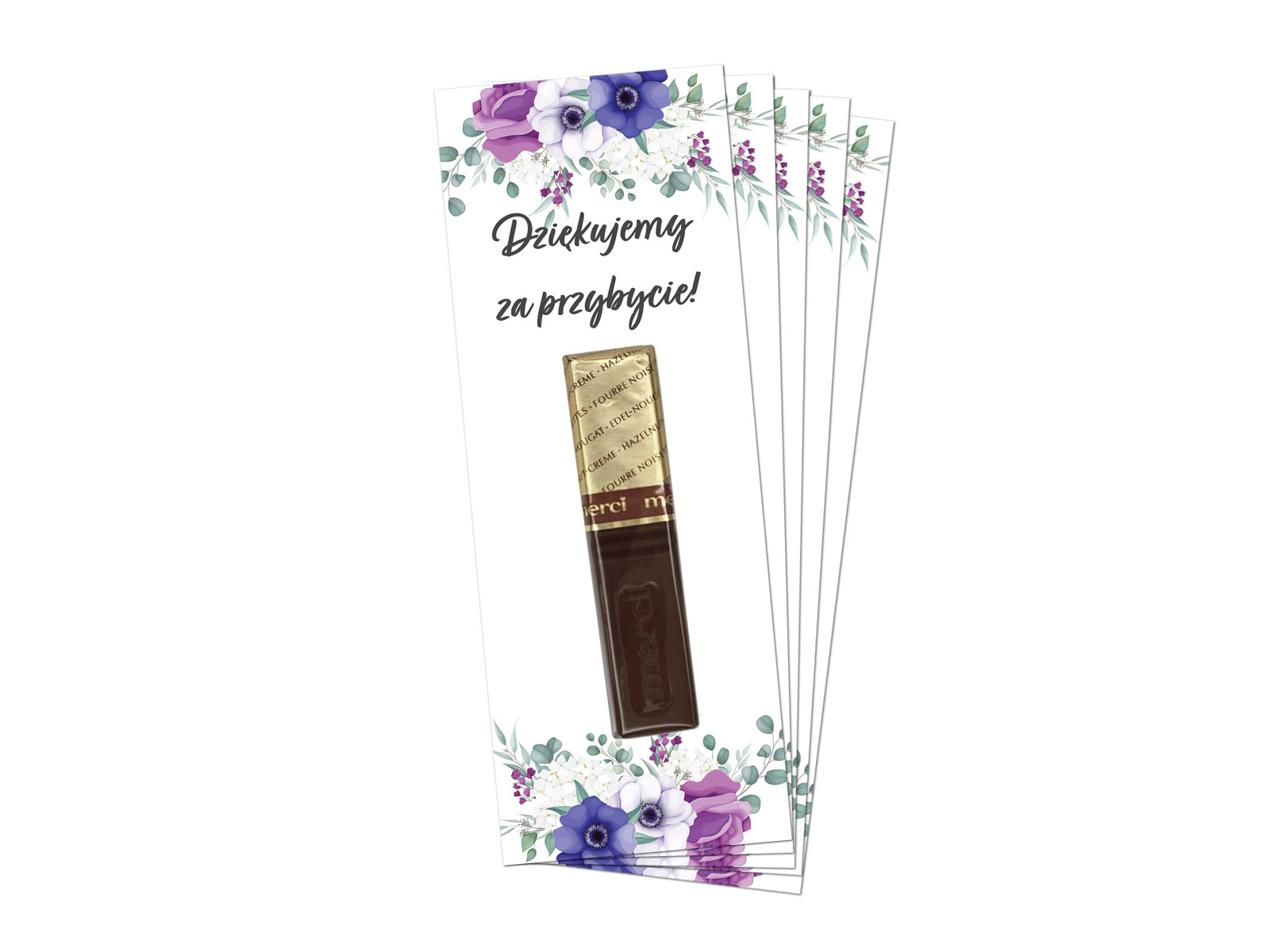 Podziękowanie dla gości weselnych Merci - 5 szt.