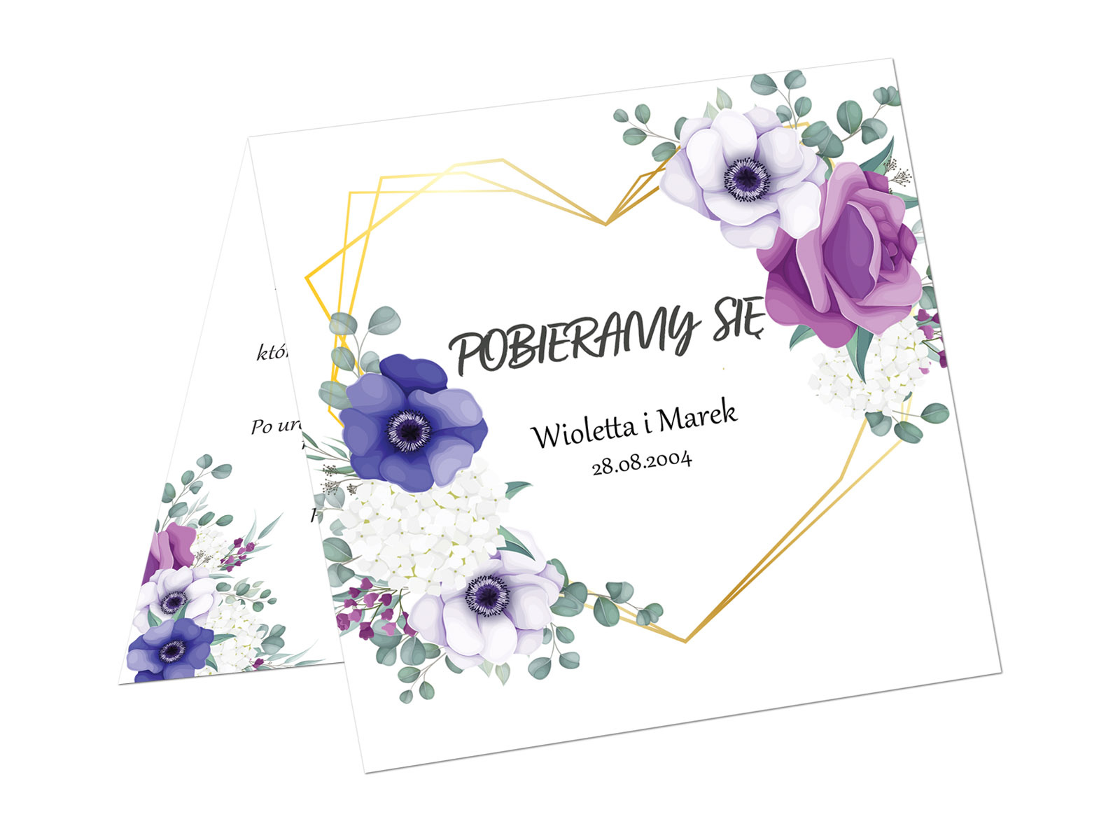 top Zaproszenie personalizowane na ślub z kopertą - 6 szt.