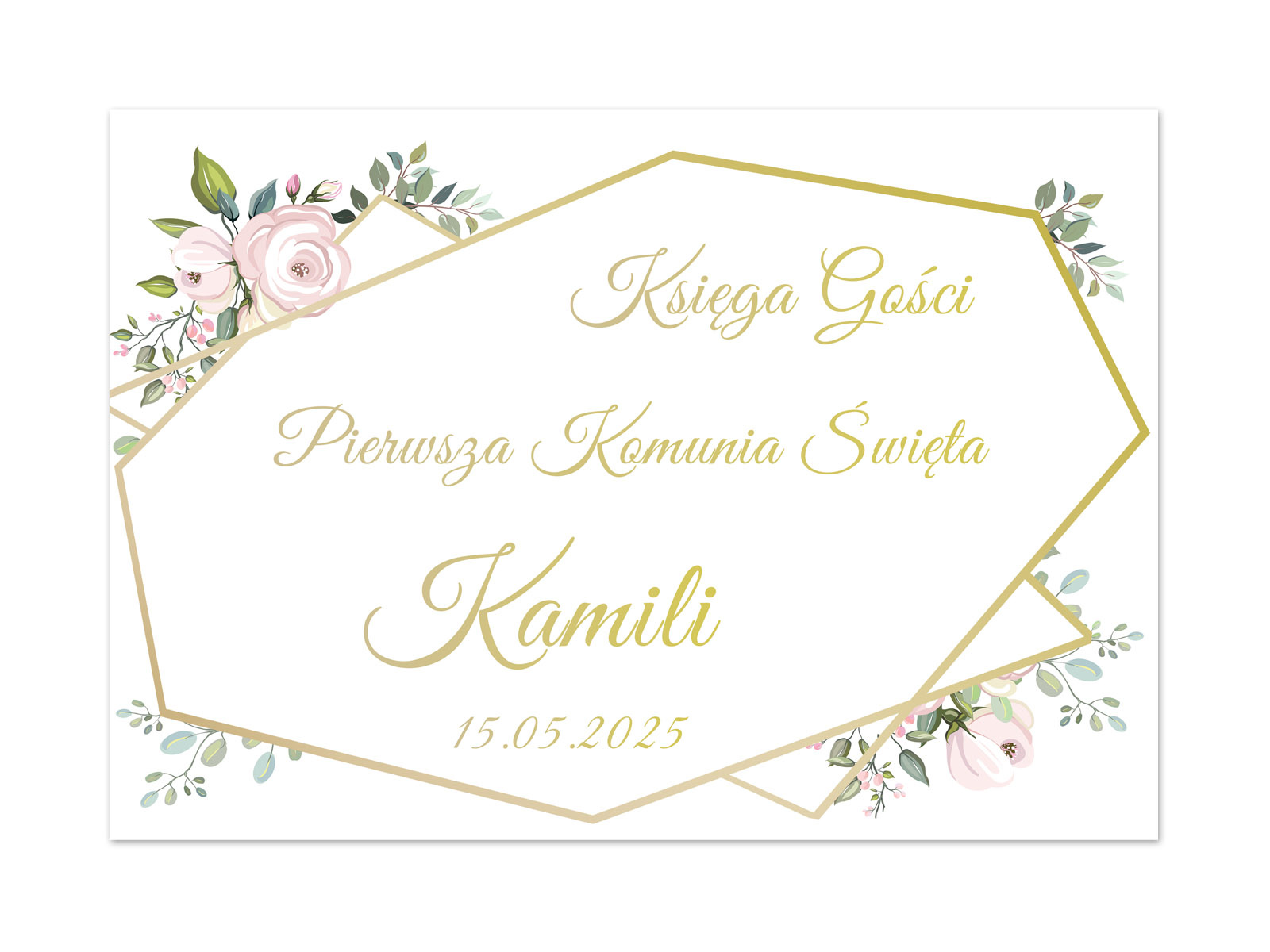 Personalizowana naklejka na księgę gości na I Komunię Świętą - 1 szt.