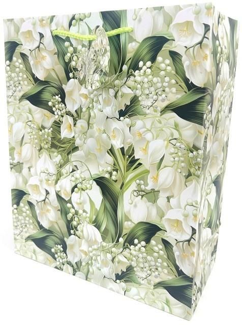 Torebka ozdobna matowa 26x32x12cm Konwalie - artykuł papierniczy