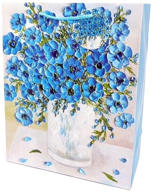 Torebka ozdobna matowa 26x32x12cm Kwiaty - artykuł papierniczy