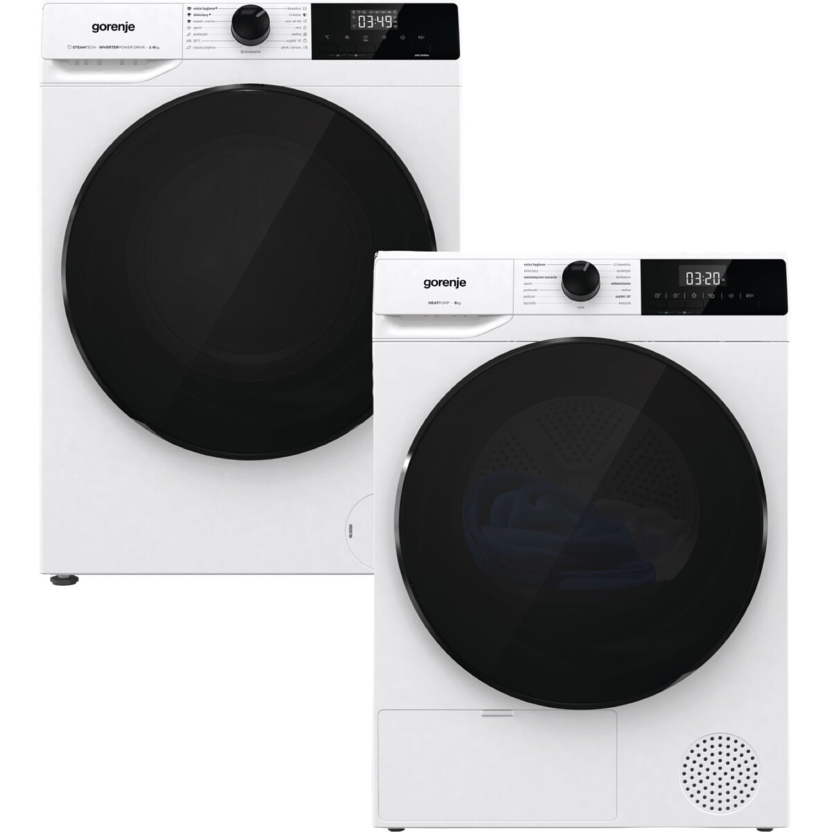 Zestaw AGD Gorenje Pralka WNHAI84APS/PL 8kg + Suszarka DHNA82/PL 8kg