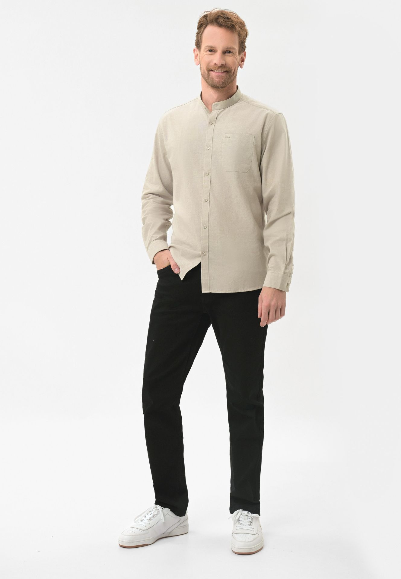 Koszula ze stójką, Slim Fit, K-LANGE