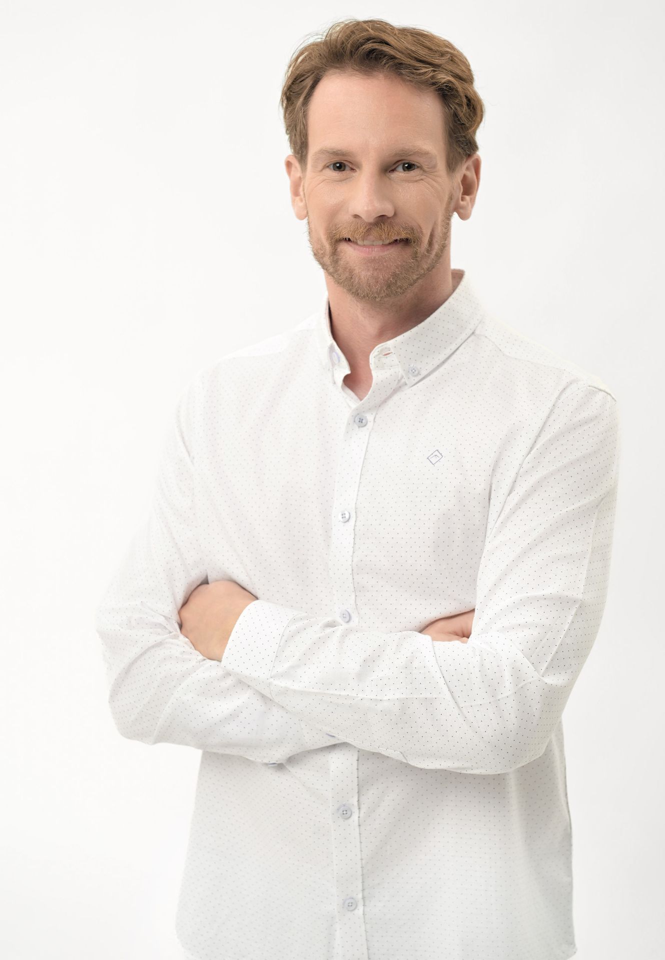 Biała koszula w kropki K-MACAS