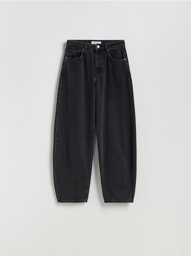 Reserved - Jeansy barrel leg - czarny