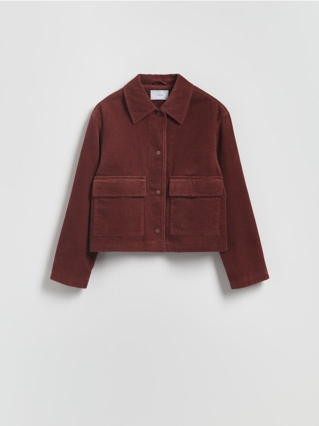 Reserved - Sztruksowa kurtka z kołnierzykiem - bordowy