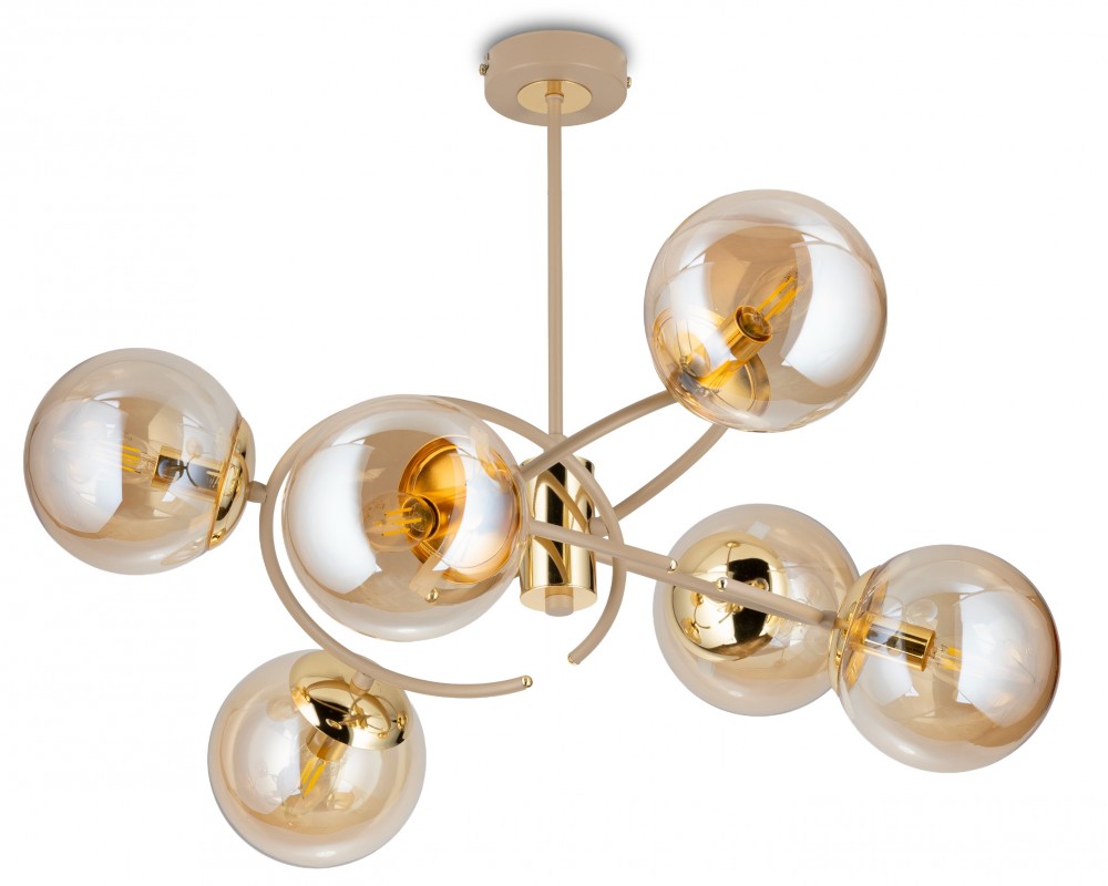 Żyrandol Jacob Beżowy Szkło 6xE27 68 cm