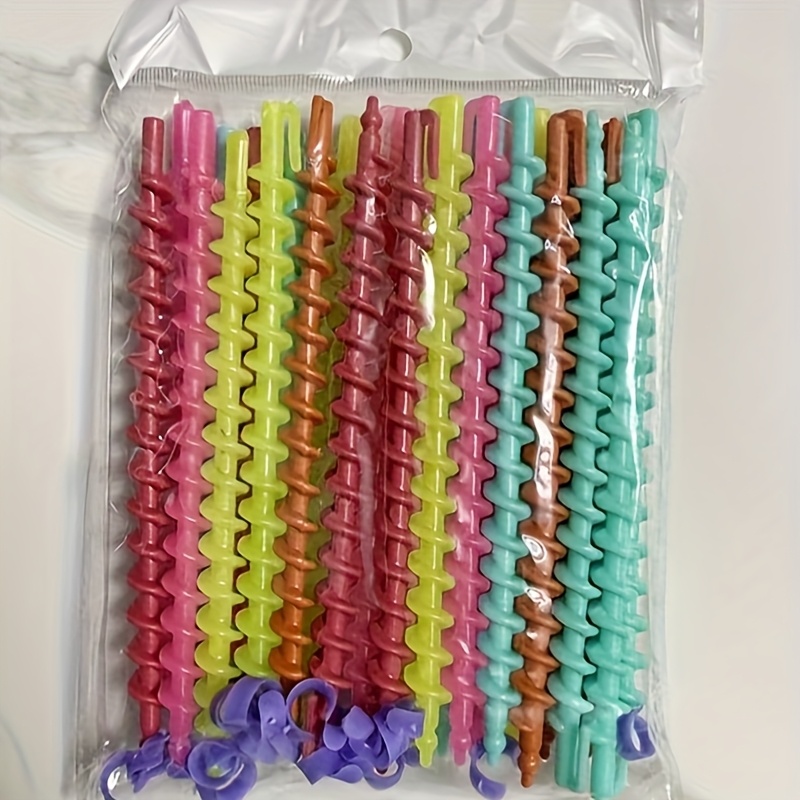 TEMU 52 Sztuki Spiralne Lokówki do Włosów w Mieszanych Kolorach – Odcieni Różowy, Żółty, Niebieski i Zielony, Termoodporne dla Salonu i Domu, Trwałe