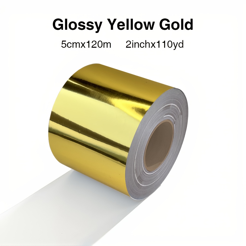 TEMU 1 Rolka Złotego Folii do Przenoszenia Ciepła dla Gorącego Stemplowania, Rzemiosła Skórzane, DIY Scrapbooking - 5cmx120m/2inx130yd Metaliczne