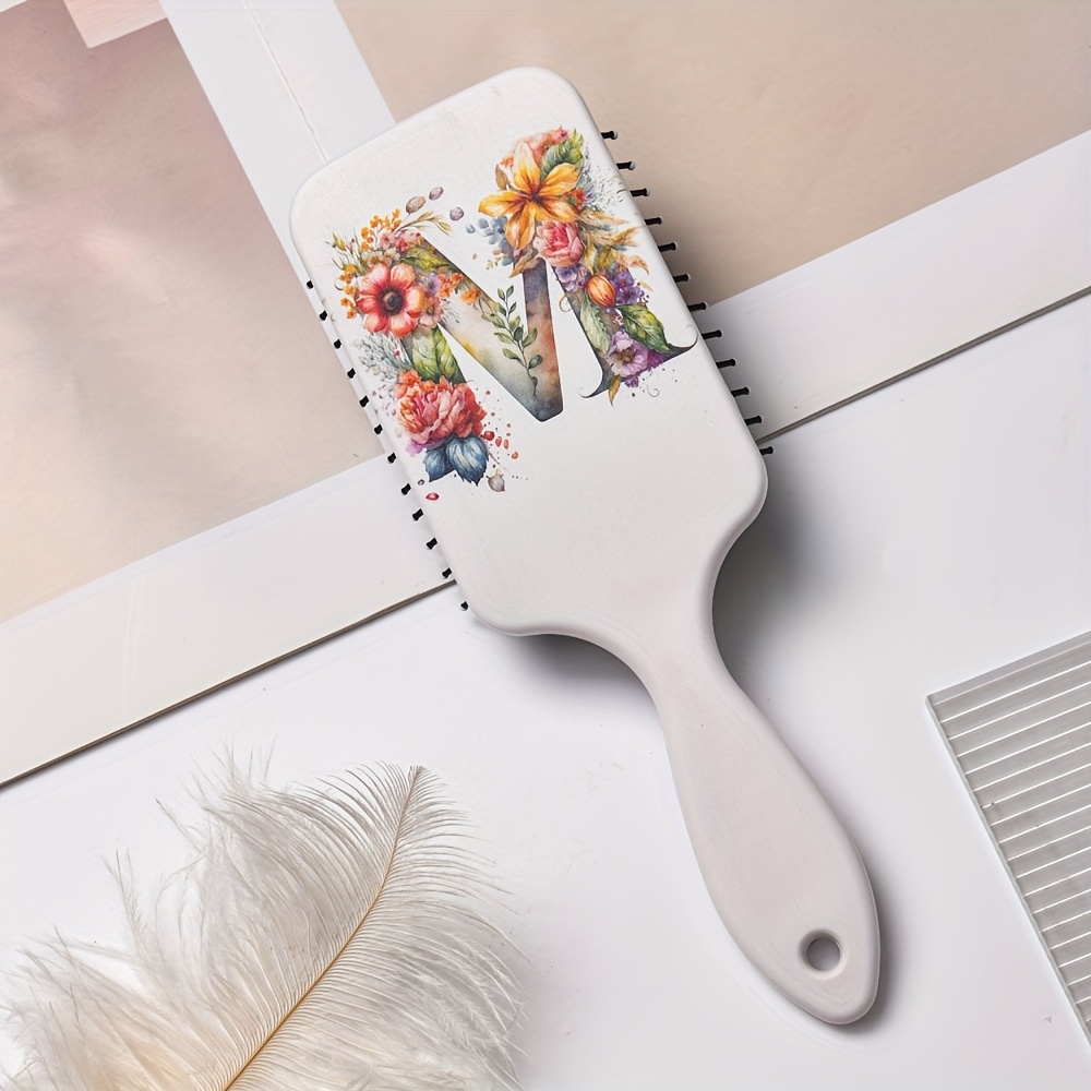 TEMU 1 szt. Sztuczna Szczotka do Włosów z Literą - Duży Antystatyczny Grzebień Nylonowy z Wytrzymałą Rękojeścią ABS, Komfortowe Podparcie dla