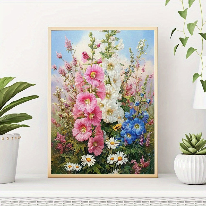 TEMU 1 szt. 30*40cm/11.8*15.8in, Wzór Kwiatowy, Kompletny Zestaw Narzędzi do Malowania Diamentowego 5D z Pełnym Wierceniem Okrągłym, Obraz na Płótnie