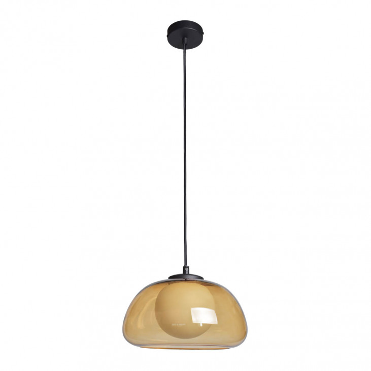 Lampa wisząca AINALE G9 - czarny/bursztynowy