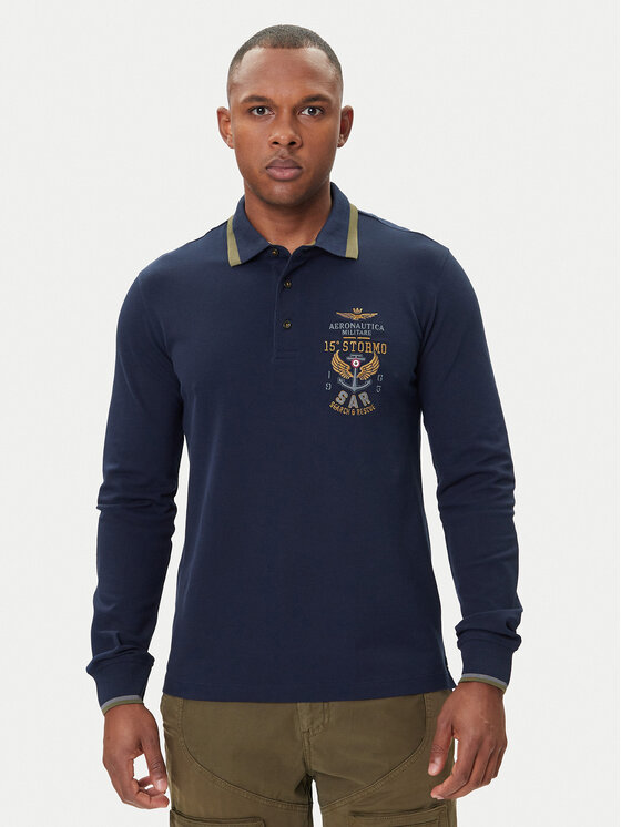 Aeronautica Militare Polo 252PO1896UP00173 Granatowy Regular Fit