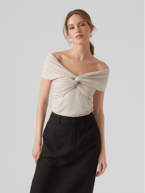 Vero Moda Bluzka 10296078 Écru Regular Fit