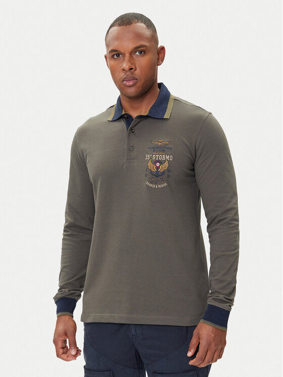Aeronautica Militare Polo 252PO1896UP00173 Szary Regular Fit