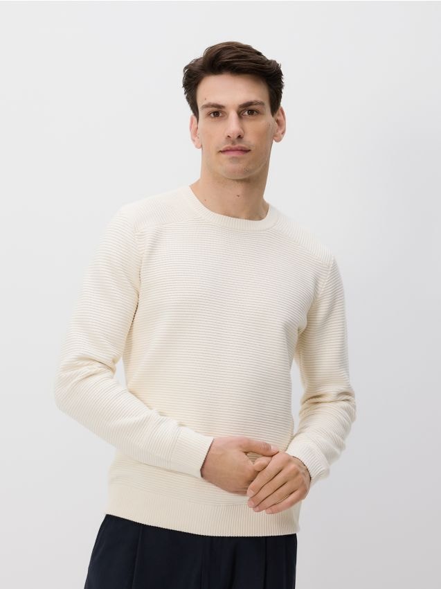 Reserved - Sweter z bawełną - złamana biel