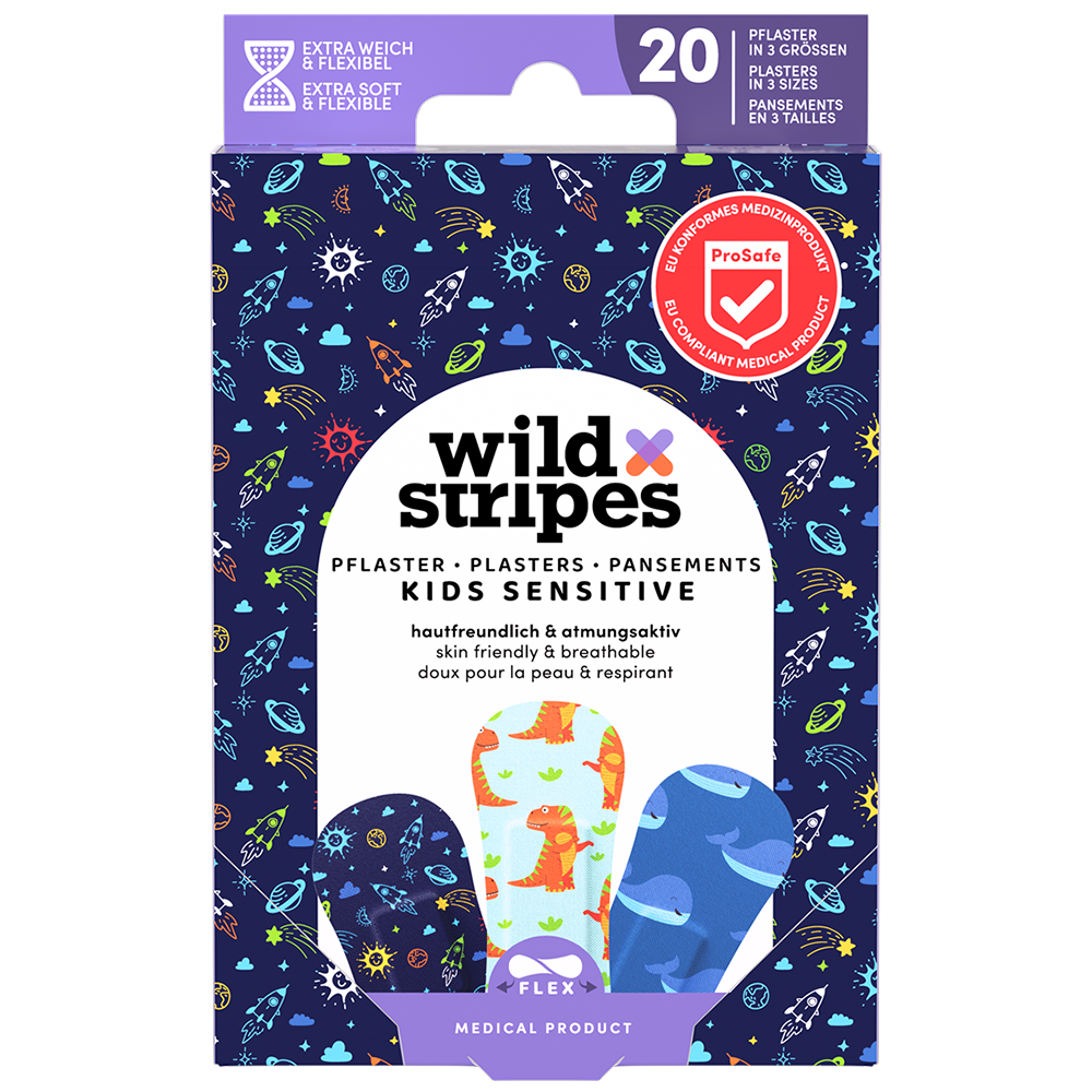 Wild Stripes Kids Sensitive, plastry dla dzieci, Space, 20 sztuk