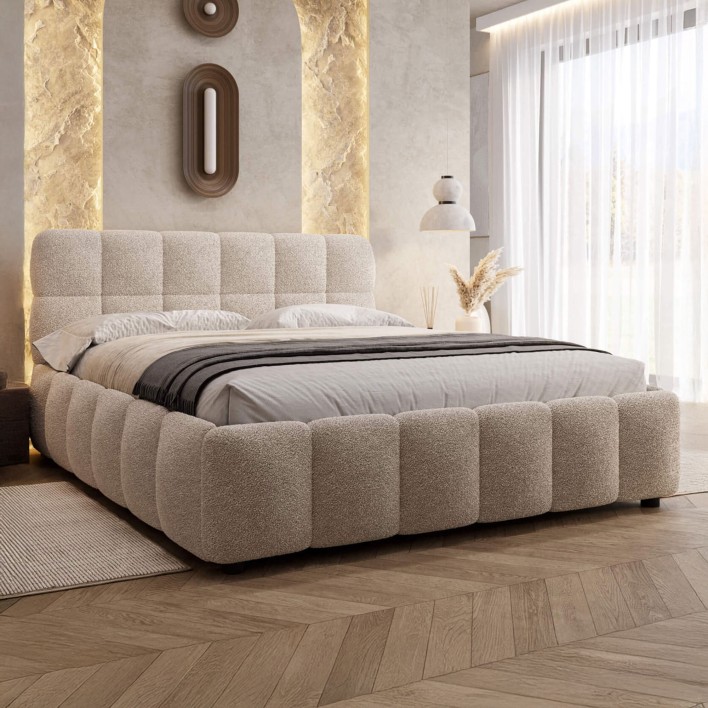 Łóżko tapicerowane 4794P 140x200 Boucle Biały #6