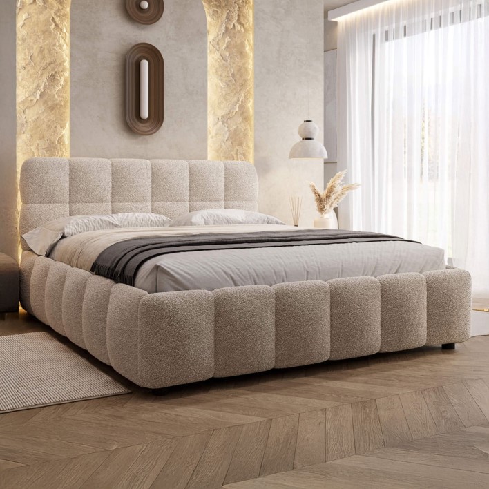 Łóżko tapicerowane 4794P 160x200 Boucle Biały #6