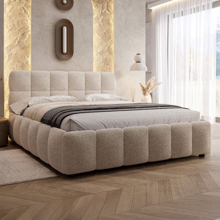 Łóżko tapicerowane 4794P 180x200 Boucle Biały #6