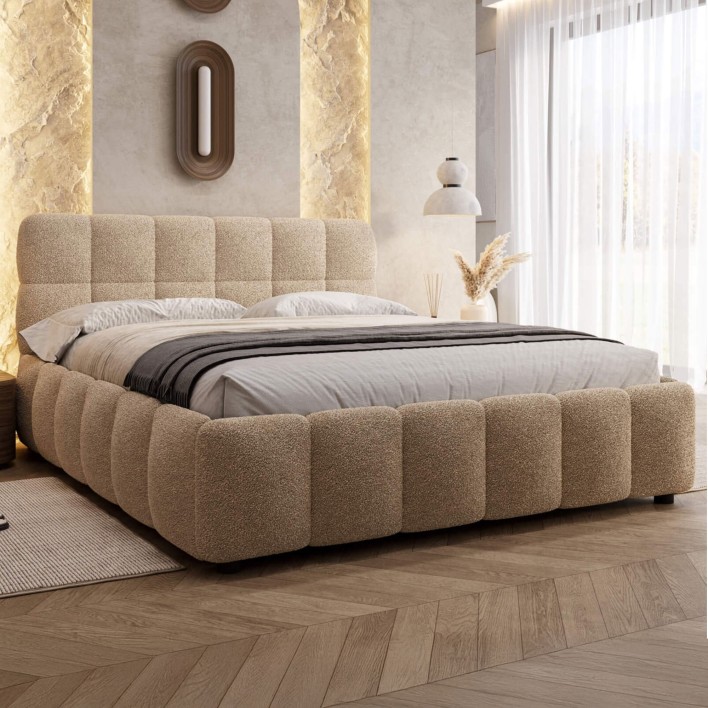 Łóżko tapicerowane 4794P 140x200 Boucle Beż #8