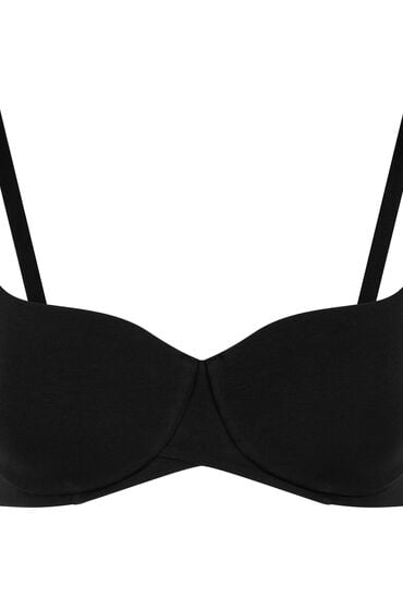 Hunkemöller Usztywniony bawełniany biustonosz z fiszbinami Czarny