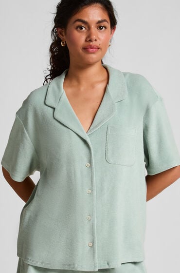 Hunkemöller Koszula zapinana na guziki z materiału frotte Zielony