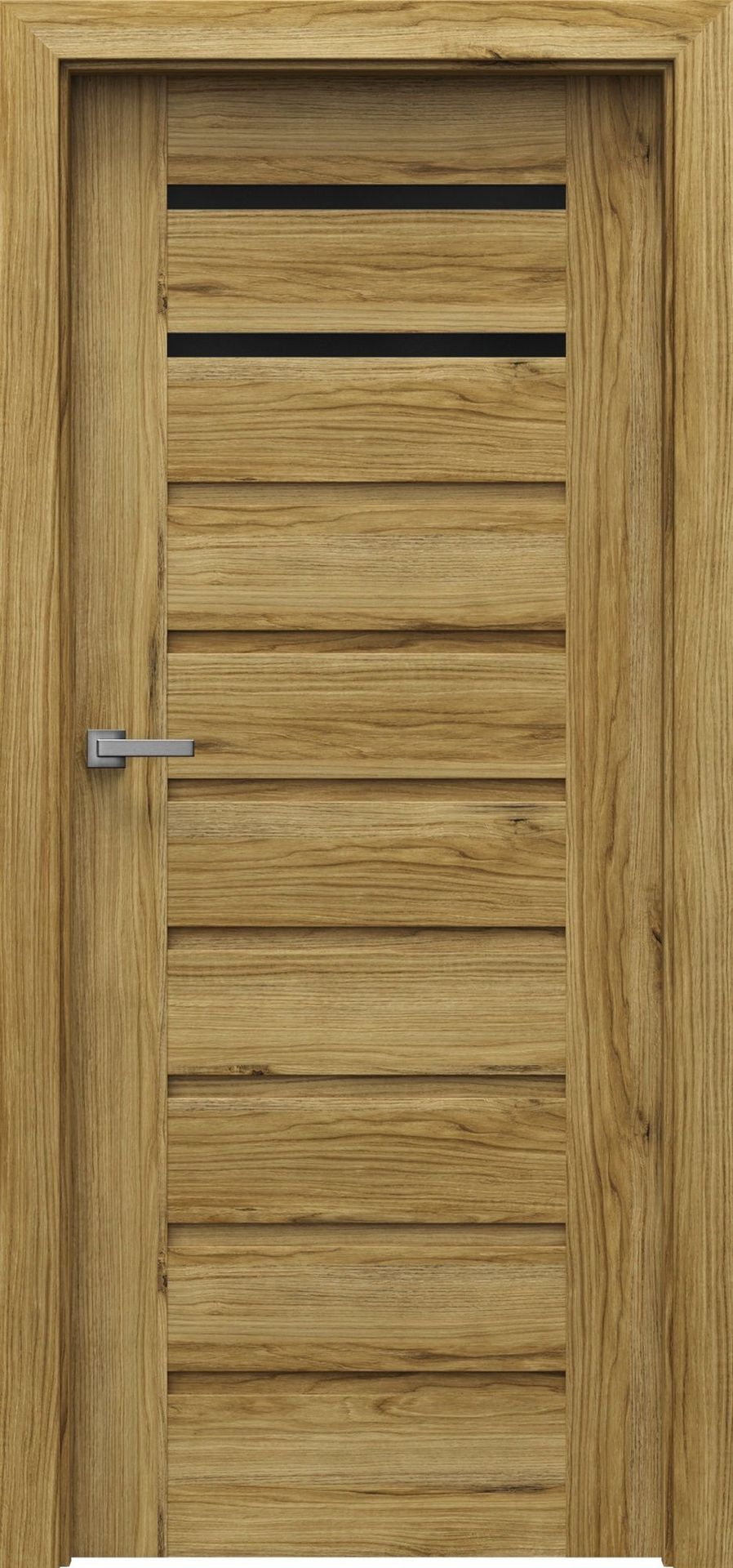 Porta Drzwi Wewnętrzne Z Szybą Czarną Koncept A.2 Okleina Dąb Catania