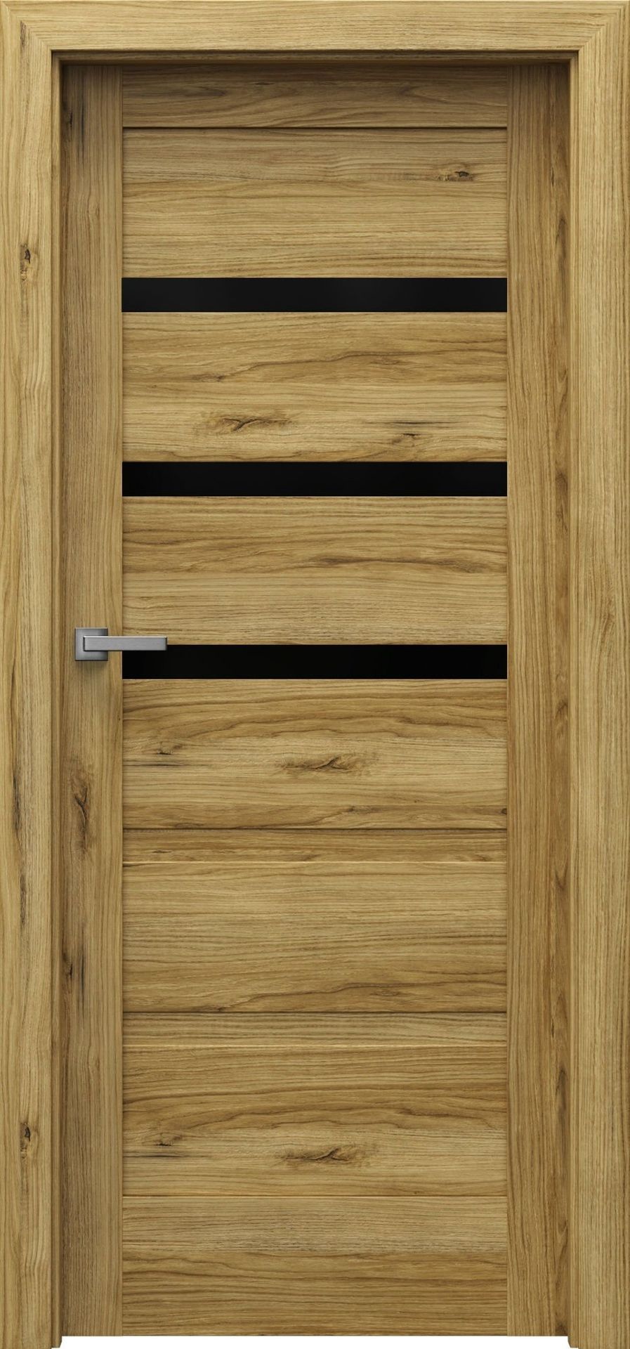 Porta Drzwi Wewnętrzne Z Szybą Czarną Verte Home H.3 Okleina Dąb Catania