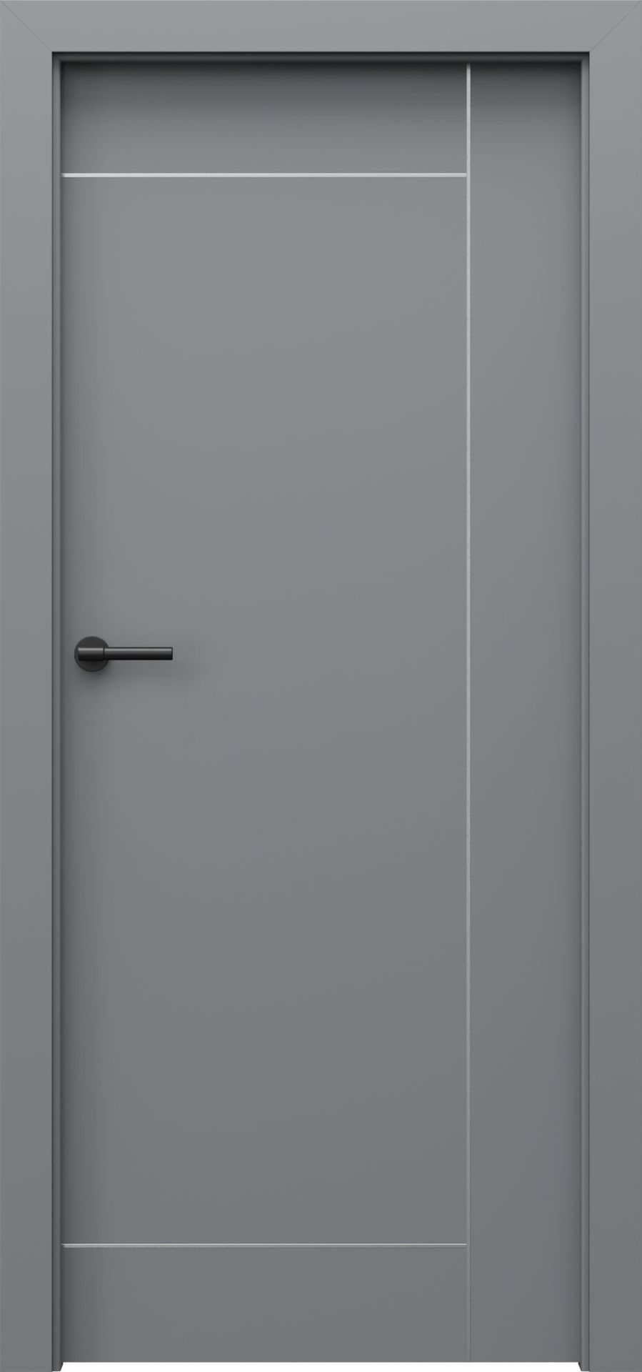 Porta Drzwi Wewnętrzne Pełne Uni Kolor Modern I.1 Okleina Szary Platynowy Matt