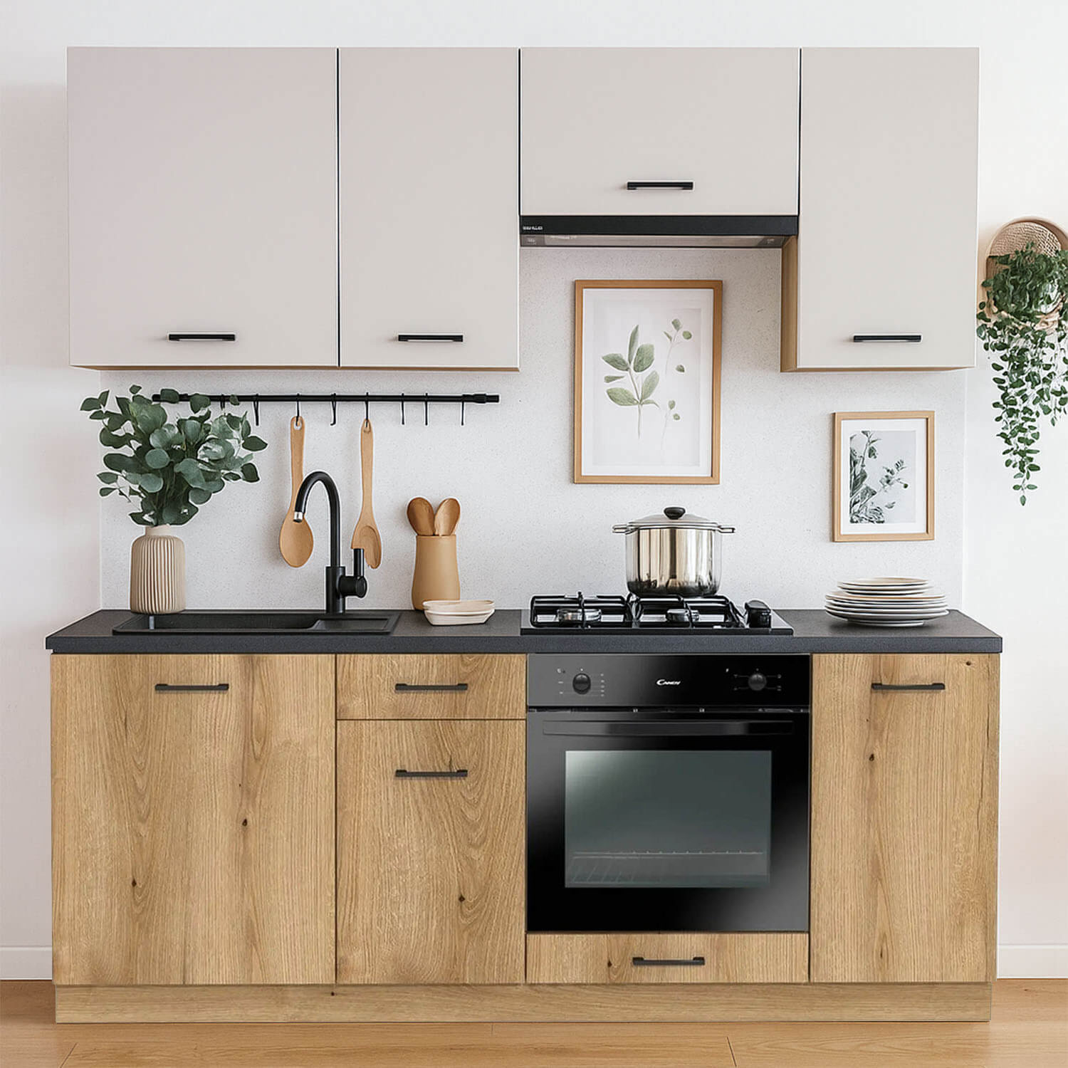 Zestaw Mebli Kuchennych MODERN 200 cm Dąb Evoke/Kaszmir Nowoczesny