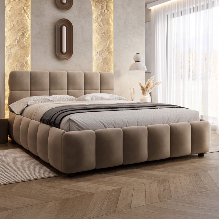 Łóżko tapicerowane 4794 140x200 Welur Ciemny beż #10
