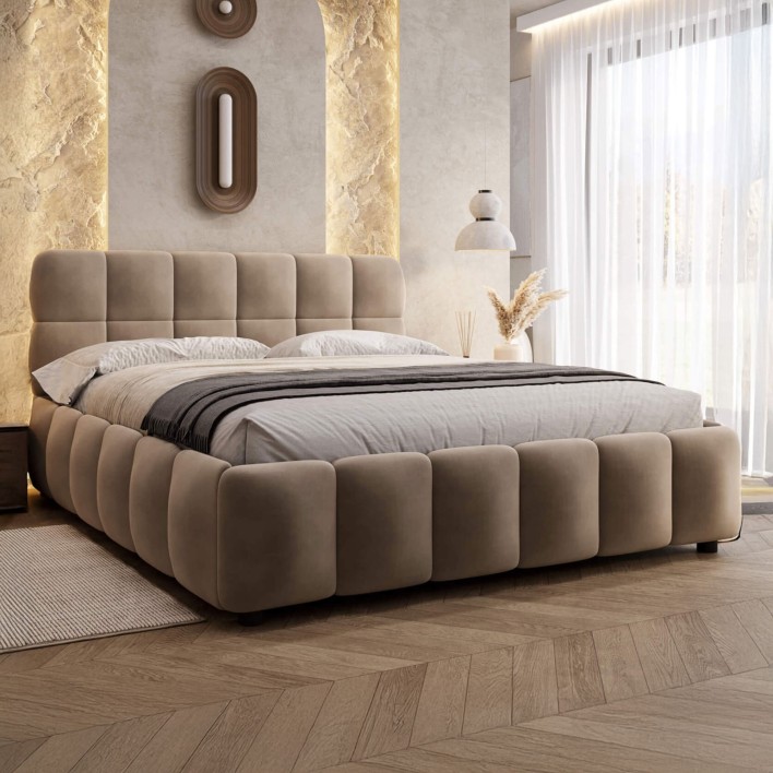 Łóżko tapicerowane 4794 160x200 Welur Ciemny beż #10