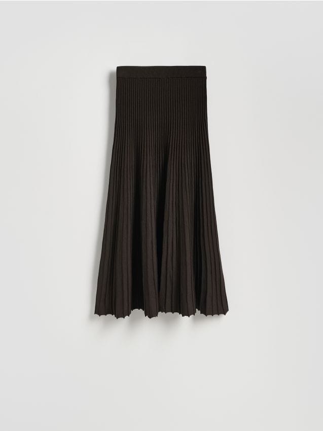 Reserved - Spódnica z prążkowanej dzianiny - brązowy