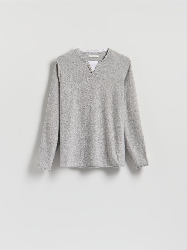 Reserved - Longsleeve henley - szary