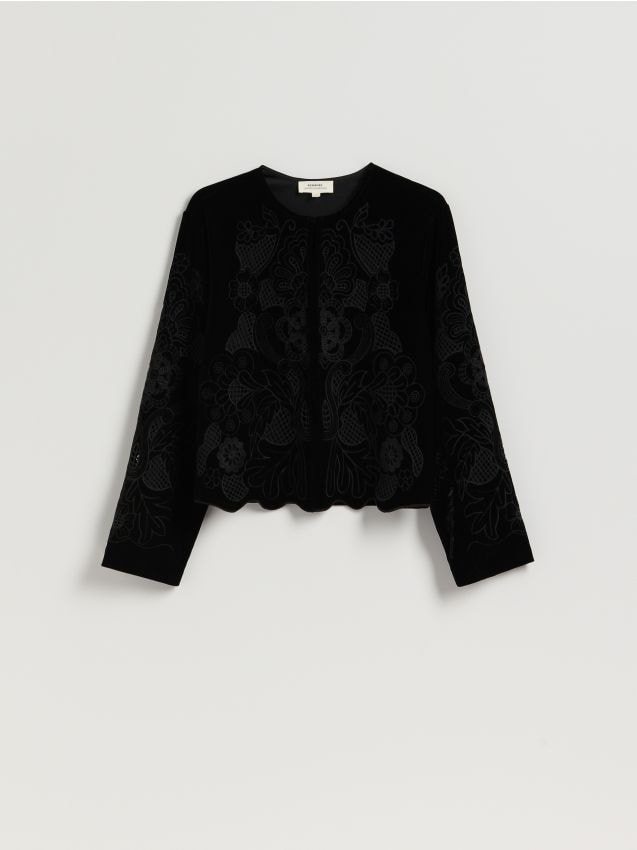 Reserved - Koronkowy żakiet - czarny