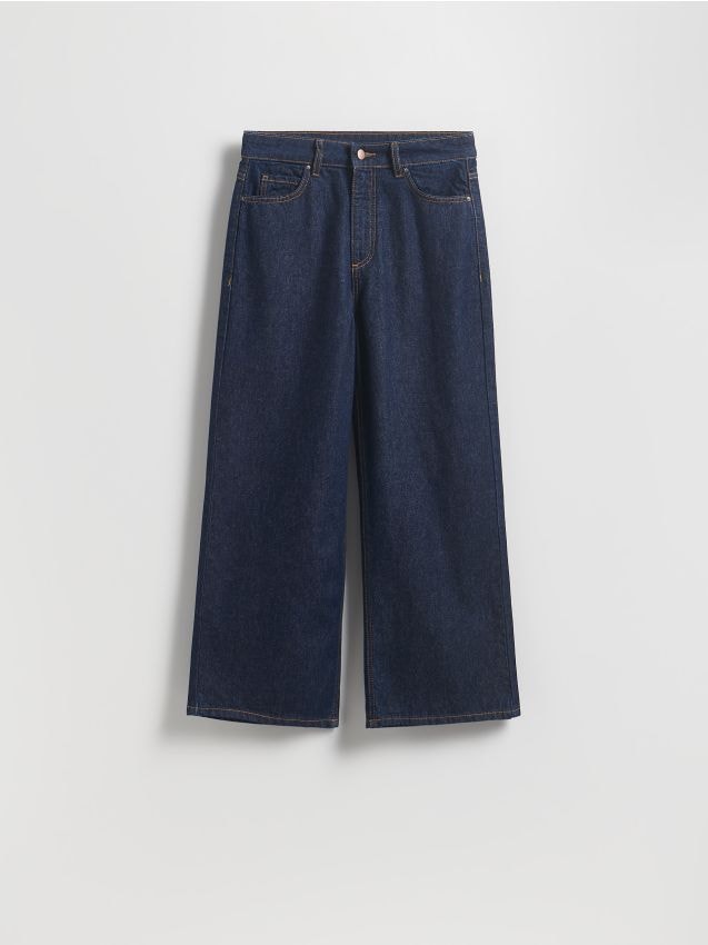 Reserved - Jeansy culotte - granatowy