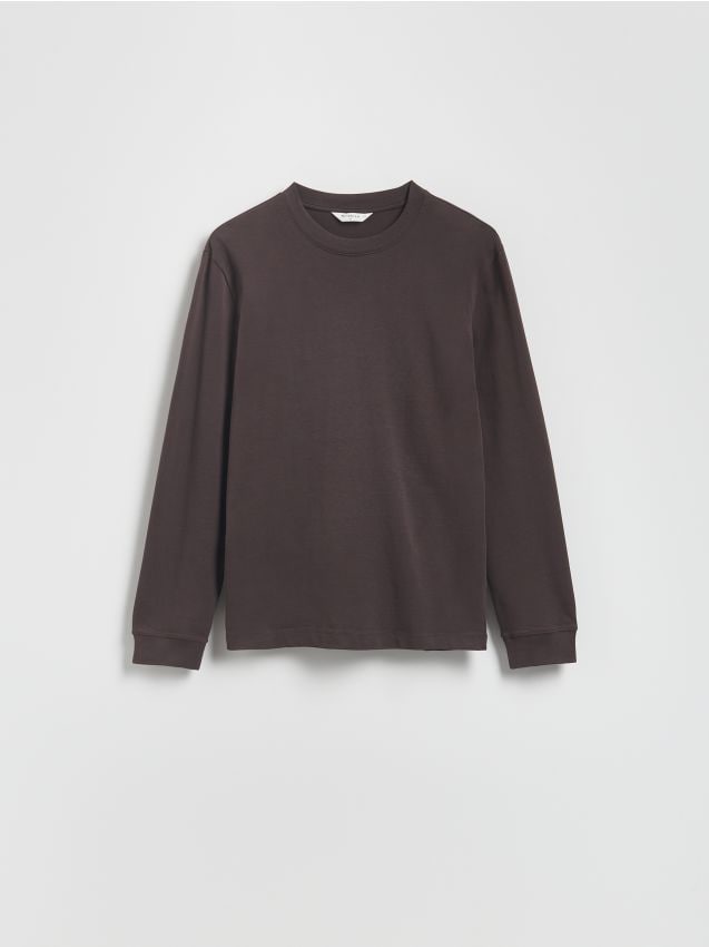 Reserved - Bawełniany longsleeve - ciemnoszary