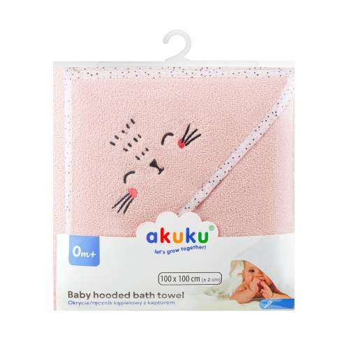 Akuku Okrycie kąpielowe z kapturkiem różowe 100 x 100 cm A0664 -> Wysyłka 1,99 - odbiór w Żabce