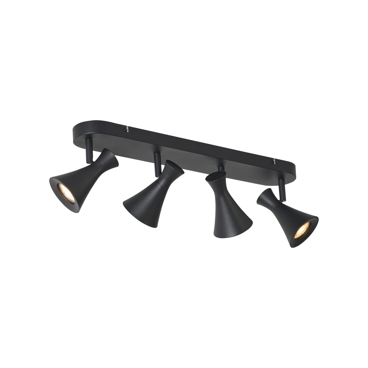 QAZQA Nowoczesny reflektor sufitowy czarny 4-punktowy obrotowy i przechylny - Triangle