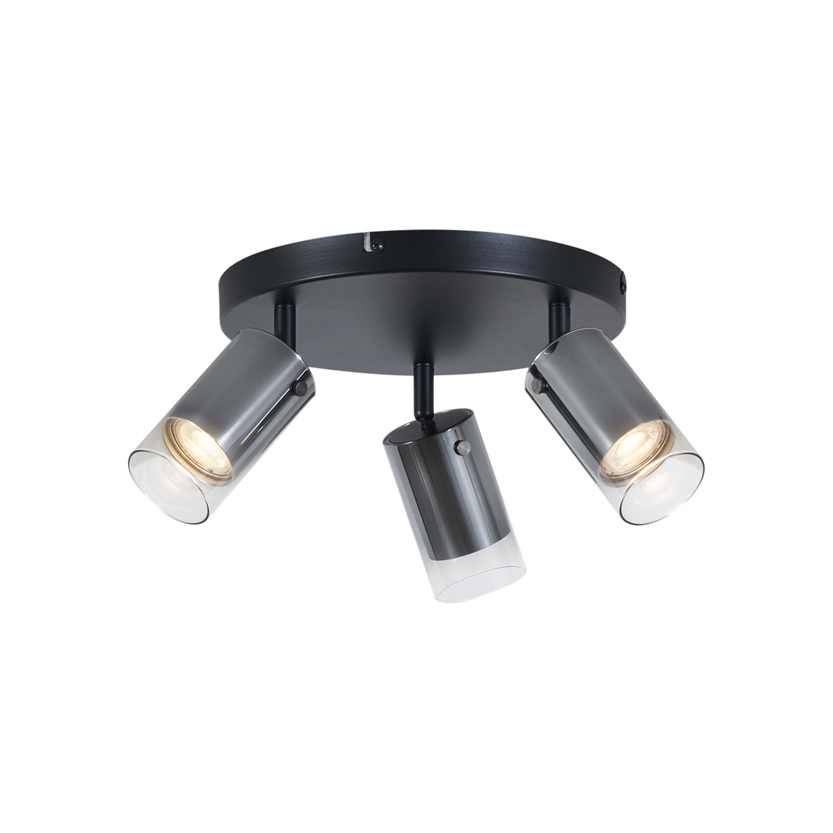 QAZQA Okrągły reflektor sufitowy w kolorze metalu 3-punktowy, obrotowy i regulowany - Drain