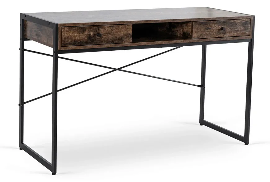 Elior Nowoczesne na czarnych nogach biurko brązowy + czarny - Takira