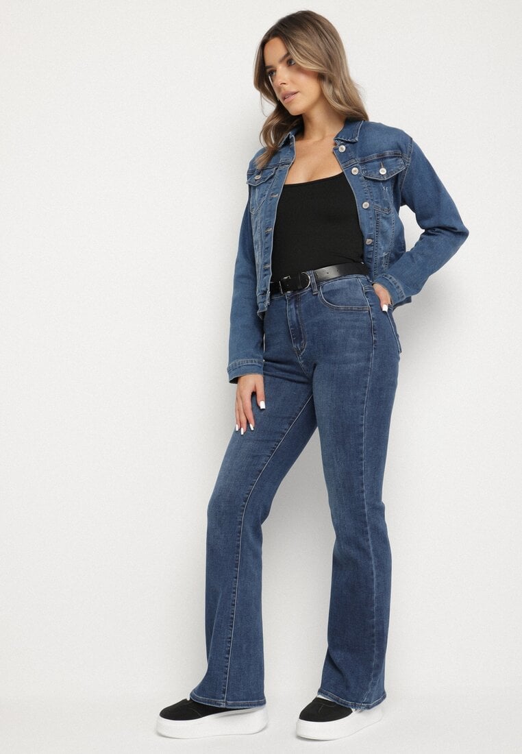 Niebieskie Jeansy Typu Dzwony z Wysokim Stanem Finvanna